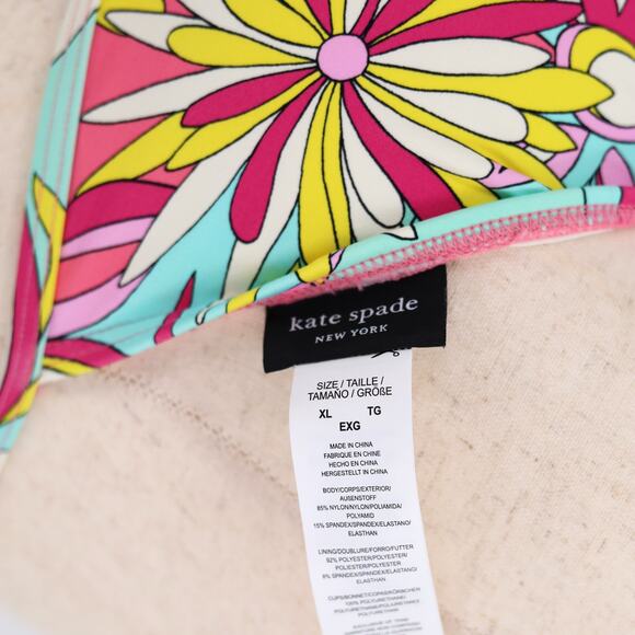 Kate Spade New York Women Multi Floral Drawstring-Front Swim Bikini Top Size XL - Picture 5 of 8